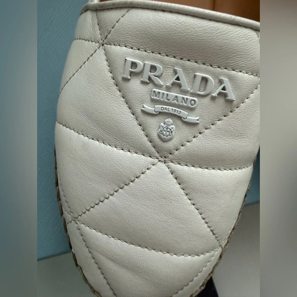 PRADA White Quilted Leather Espadrilles 🤍 - Picture 6 of 16